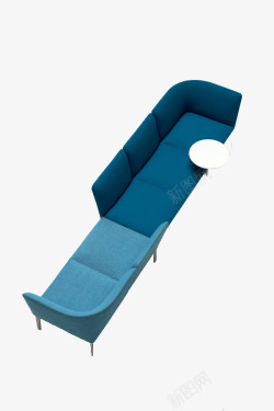 蓝色不规则拼接沙发素材