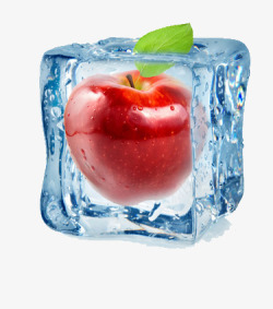 保鲜冰块一颗冰冻的苹果高清图片