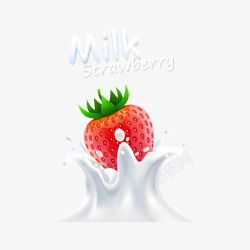 草莓牛奶滴喷溅素材