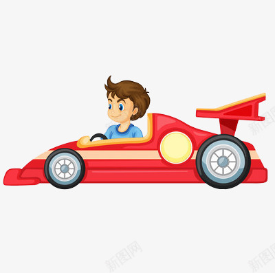 卡通男子开着敞篷的炫酷红色跑车png免抠素材_88icon https://88icon.com 敞篷 男子 红色 跑车