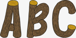 棕色木桩字母素材