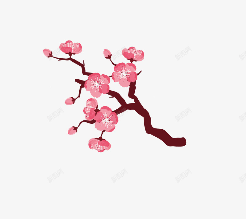 桃花树枝上的桃花png免抠素材_88icon https://88icon.com 手绘图 枝干 树干 桃树 桃花 美丽的 装饰