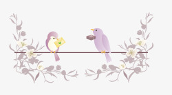两只小鸟求爱矢量图素材