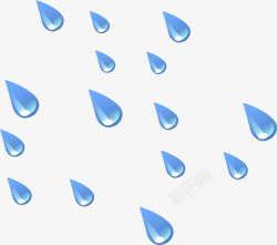 手绘蓝色雨滴素材