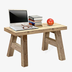 木纹苹果硬盘原木小桌子高清图片