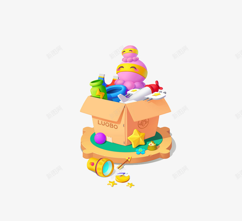 一箱玩具png免抠素材_88icon https://88icon.com 儿童 卡通 玩具