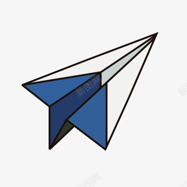 蓝色手绘纸飞机元素图标图标