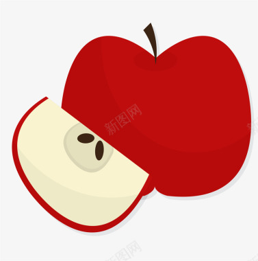 手绘苹果片手绘红苹果图标矢量图图标