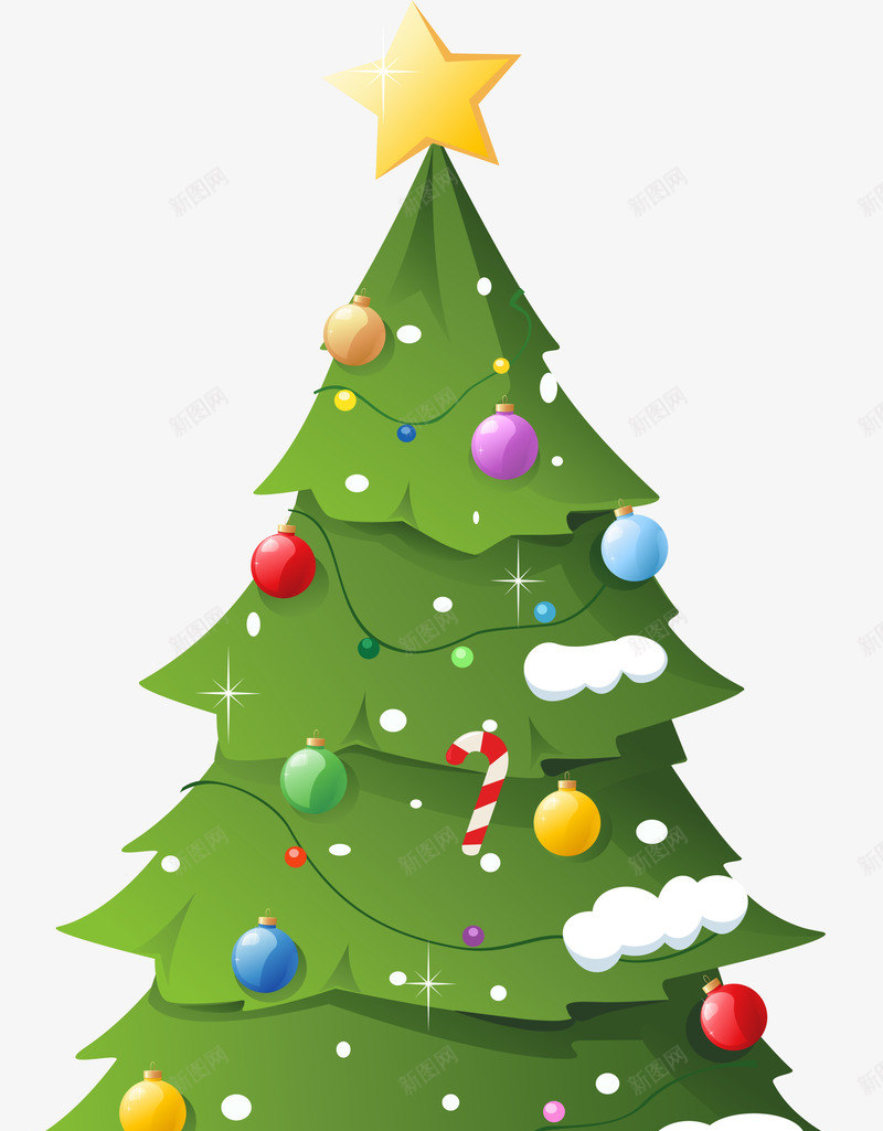 圣诞节绿色圣诞树png免抠素材_88icon https://88icon.com 冬季圣诞树 喜庆 圣诞节 多彩挂饰 绿色圣诞树 黄色星星