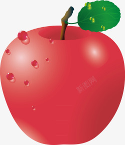 红色苹果绿叶矢量图素材