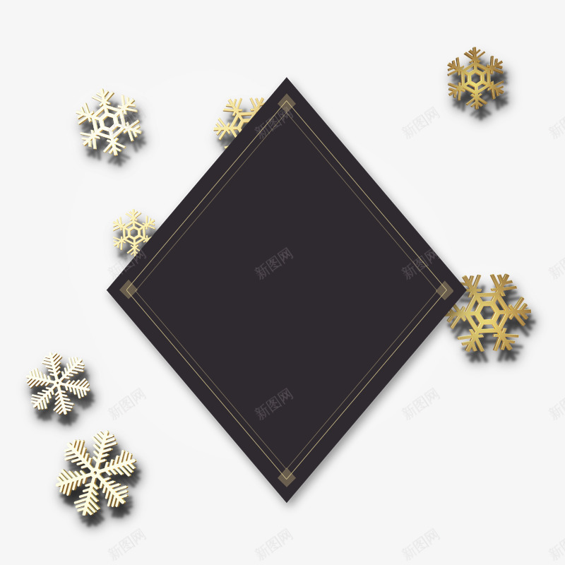 冬季圣诞雪花质感边框png免抠素材_88icon https://88icon.com 圣诞节 简约边框 西方节日 设计标签 金色雪花 雪季装饰