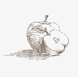 卡通手绘线稿苹果矢量图素材