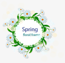 春季圆环背景春季白色雏菊边框标签矢量图高清图片