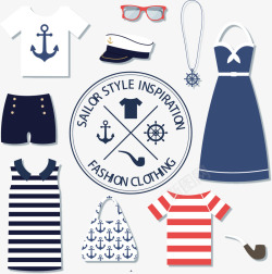 夏季海军风格服饰与配饰素材