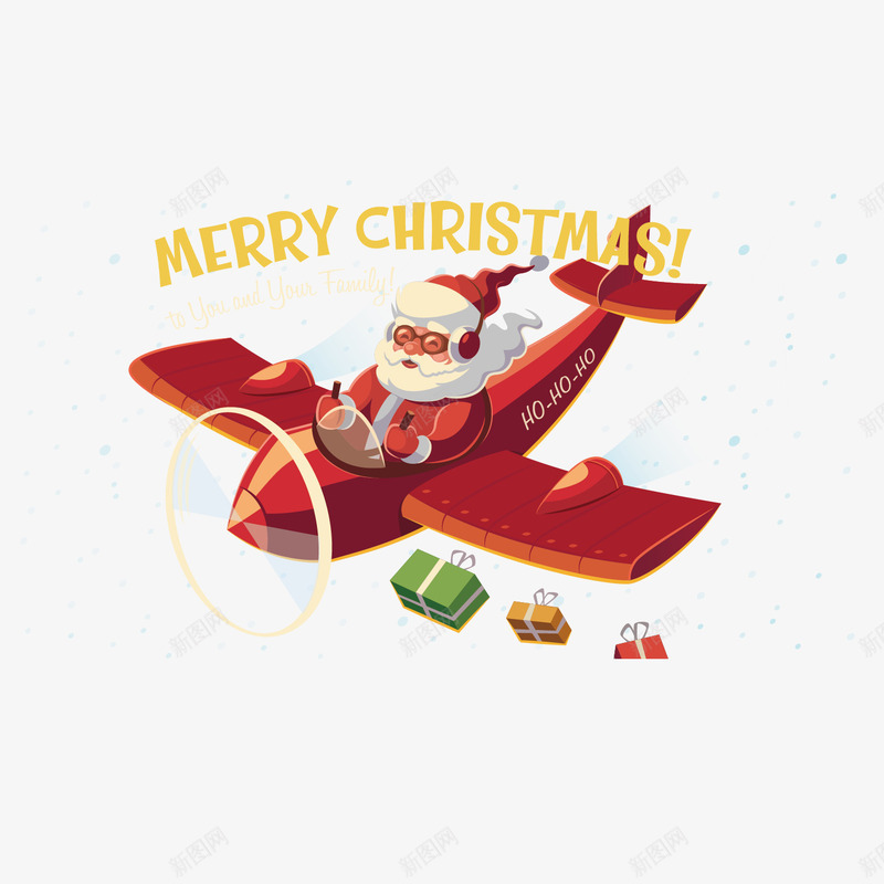 开飞机圣诞插画矢量图ai免抠素材_88icon https://88icon.com 卡通 可爱 圣诞老人 圣诞节 礼物 红色 节日 英文 飞机 矢量图
