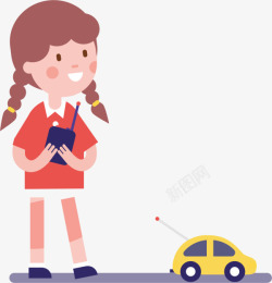 玩具汽车儿童节玩遥控汽车的女孩高清图片