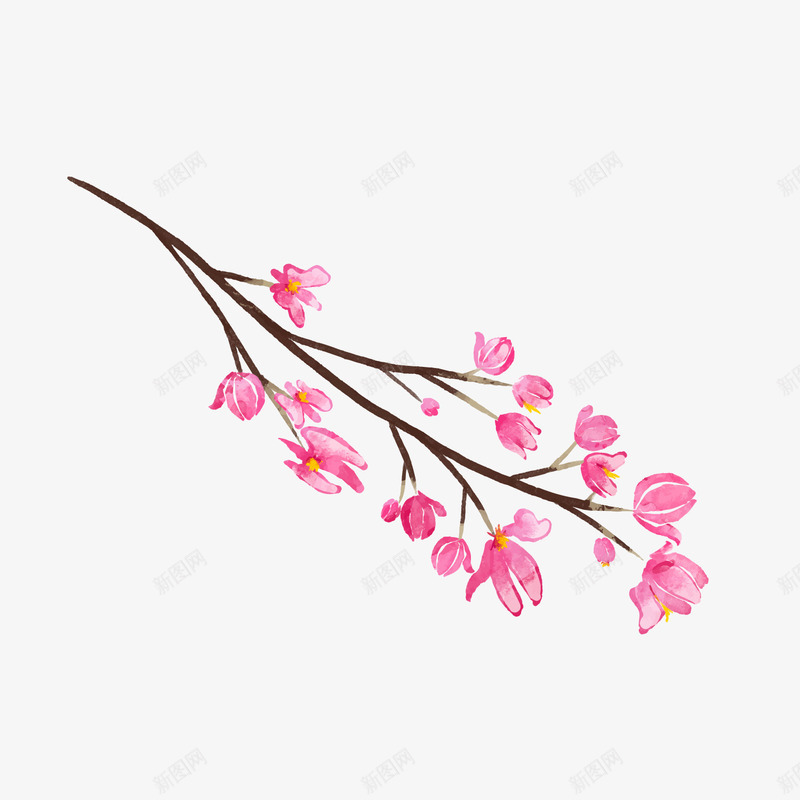 粉色桃花树枝png免抠素材_88icon https://88icon.com 卡通桃花 小清新 树枝 粉色桃花 背景装饰