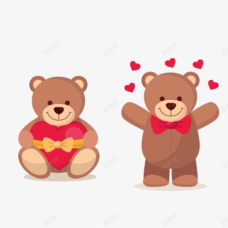 爱心玩具熊png免抠素材_88icon https://88icon.com 爱心玩具熊 玩具小熊 矢量玩具熊组合