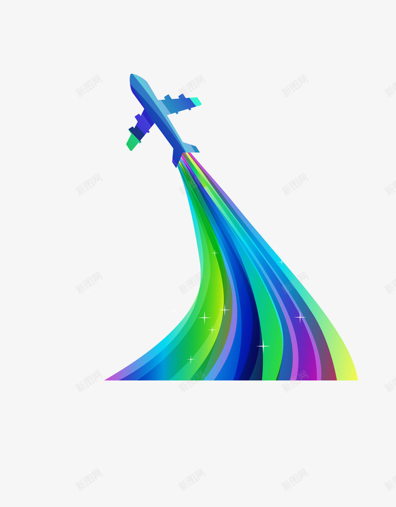创意飞机和彩色轨迹png免抠素材_88icon https://88icon.com 交通工具飞机轨迹飞行 飞机轨迹