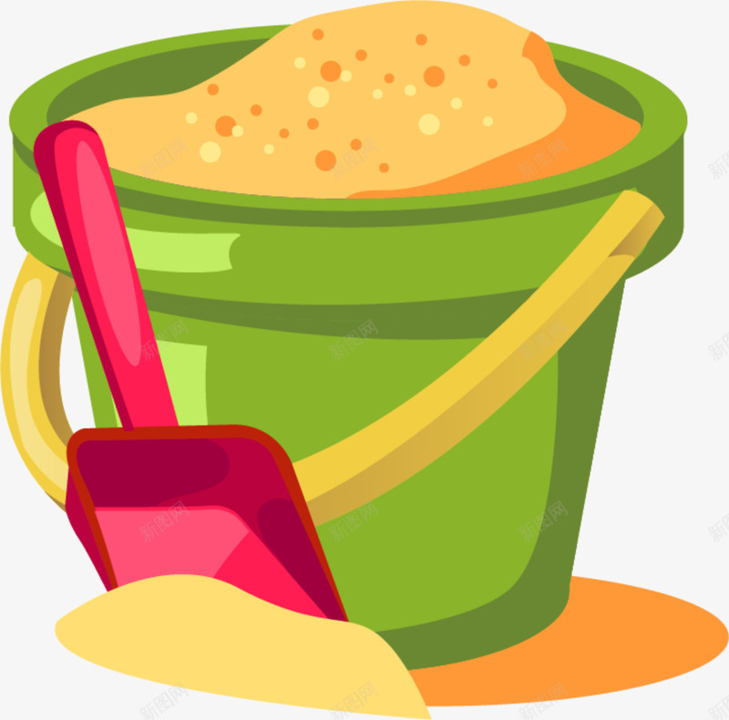 装满沙子的绿色水桶png免抠素材_88icon https://88icon.com 一桶沙子 玩具水桶 童趣 红色铲子 绿色水桶 装满沙子