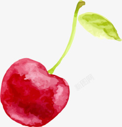 夏季手绘红色樱桃素材