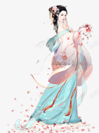 手绘古代女子png免抠素材_88icon https://88icon.com 手绘 插画 装饰