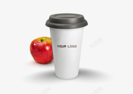 弹力带苹果和可换logo的纸杯图标图标