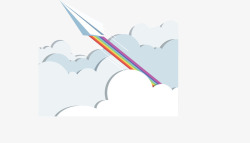 折纸彩虹卡通云从折纸飞机矢量图高清图片