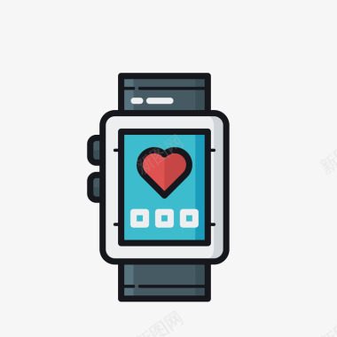 生命的心跳卡通苹果手表心跳检测器标矢量图图标图标