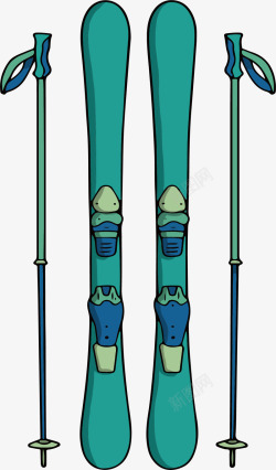 双板滑板绿色滑雪双板滑板矢量图高清图片