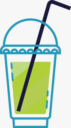 绿色的柚子果汁饮品矢量图素材