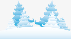 蓝色冬季雪地圣诞树素材
