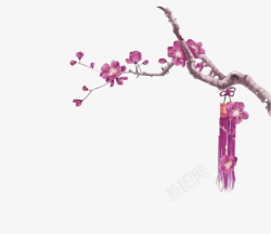 紫色中国风树枝装饰图案素材
