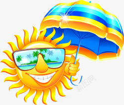 卡通夏季大伞的太阳素材