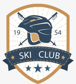 冬季滑雪俱乐部标签矢量图素材