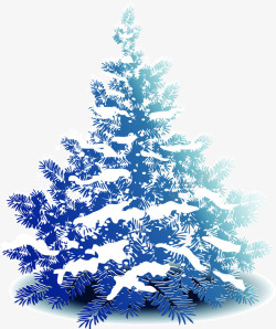 蓝色圣诞树冬季吊牌素材