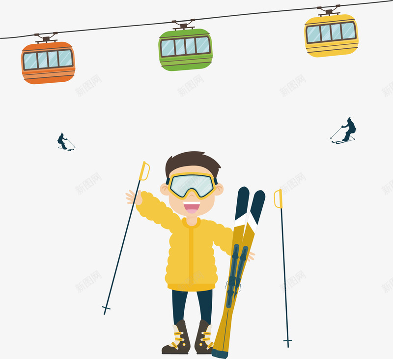 滑雪度假中心欢迎你矢量图ai免抠素材_88icon https://88icon.com 冬季度假 度假 滑雪 滑雪中心 矢量png 缆车 矢量图