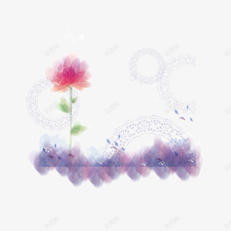 花png免抠素材_88icon https://88icon.com 倒影 渐变 粉色 紫色 色块 花