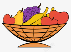 卡通果盘卡通放满水果的水果盘高清图片