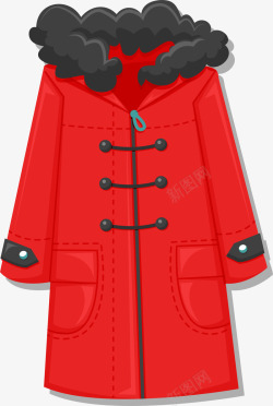 冬季红色长款大衣素材