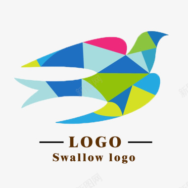 蓝色的现代风燕子logo图标图标