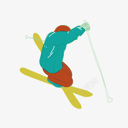 冬季滑雪卡通人物矢量图素材