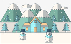 卡通冬季雪景矢量图素材
