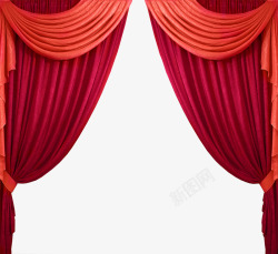 双色舞台红色布帘素材