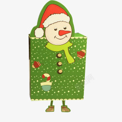 绿色雪人圣诞平安果包装盒素材