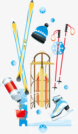 冬季滑雪工具矢量图素材