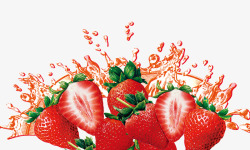 草莓汁喷溅素材