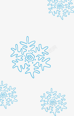 手绘蓝色冬季雪花素材