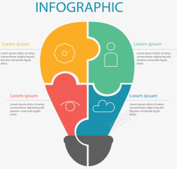 拼图色块灯泡图表矢量图素材