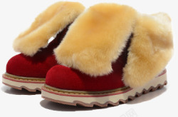 红色毛毛时尚冬季女鞋素材